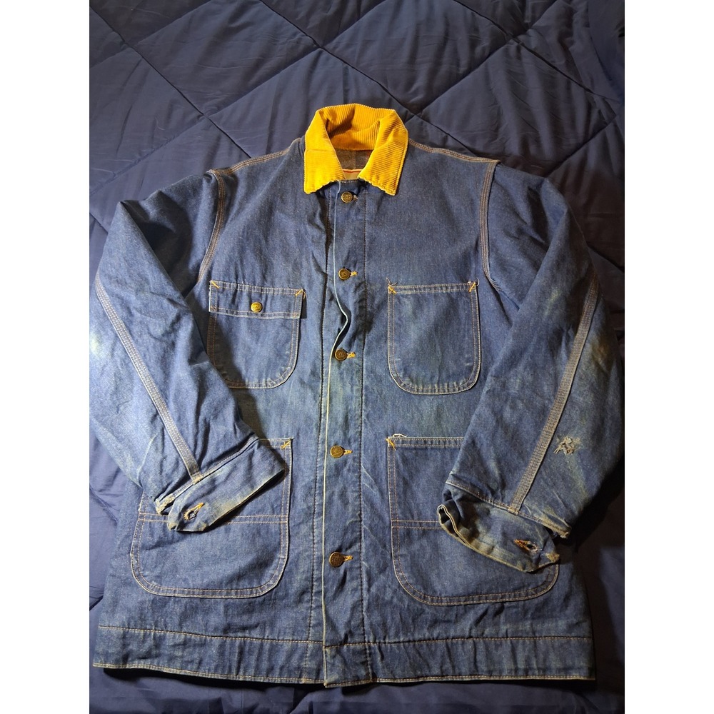 Vintage Sears Work Outerwear Denim Chore Coat Blanket Lined Corduroy Collar Medβ